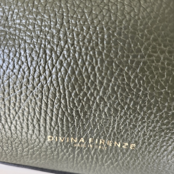 Divina Firenze Leather Crossbody Clutch Bag Satchel GreenBrown Removeable Strap - Picture 6 of 16